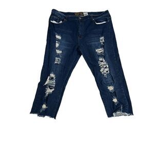 VIP JEANS Dark Wash Distressed Jeans Size 22